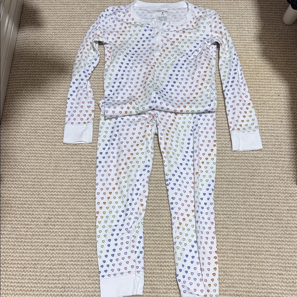 Roller Rabbit White Pajama Set with Multicolor Heart Print